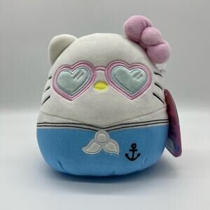 Hello Kitty Squishmallow Sailor Suit with Heart sunglasses 6.5" NWT Kellytoy